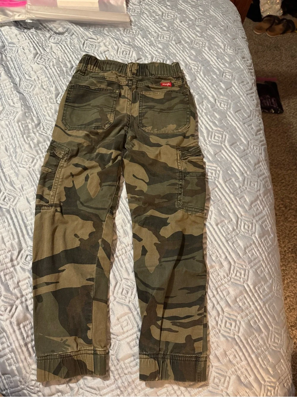 Camo Cargo Pants with Elastic Ankles size 7 slim